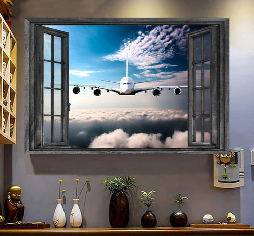 Pilot Canvas Wall Art Painting Art Print Home Decoration 3D Window View Gift Idea For Your Friend Framed Prints, Canvas Paintings