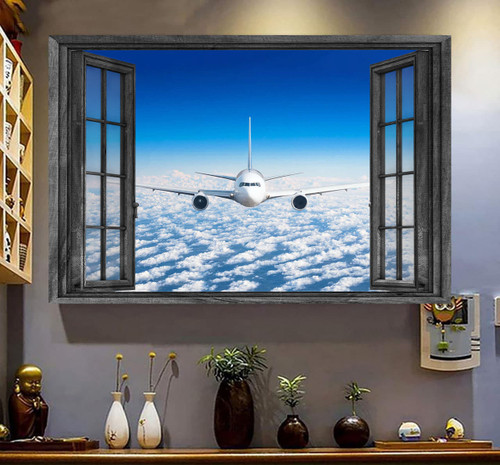 Pilot Wall Art 3D Window View Painting Art Print Home Decoration Gift Idea Framed Prints, Canvas Paintings