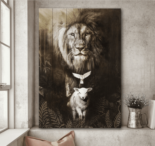 Lion Of Judah Lamb Of God Dove - Matte Wall Art Gallery Canvas Painting, Canvas Hanging Home Decor Gift Idea Framed Prints, Canvas Paintings