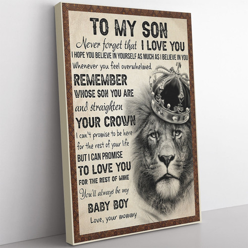 Custom Lion Wall Art Gift For Son, Whenever You Feel Overwhelmed Remember Whose Son Wall Art Framed Prints, Canvas Paintings