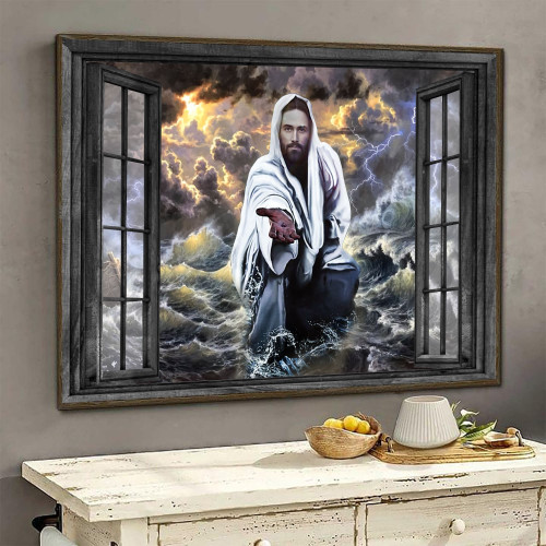 Jesus 3D Window View Wall Artgod Follow Me Gift Framed Prints, Canvas Paintings