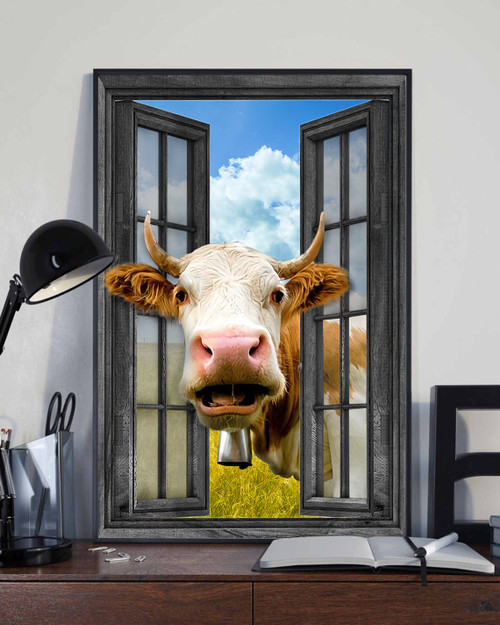 Dairy 3D Window View Canvas Wall Art Painting Art Farm Animals Home Decoration Gift For Friend No Frame Framed Prints, Canvas Paintings
