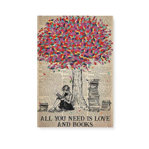 All You Need Is Love And Books Gift Ideas For Book Lovers Home Worm Her Wife Friend Woman Decorations Housewarming Home Decor Wall Art Gift Ideas Framed Prints, Canvas Paintings