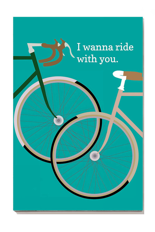 Cycling Couple I Wanna Ride With You Wall Art Gift For Home Decor Housewarming Canvas Gallery Painting Wrapped Canvas Framed Gift Idea Framed Prints, Canvas Paintings