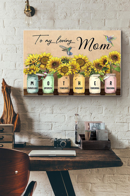 To My Loving Mom Poster Sunflower Vintage Wrapped Canvas