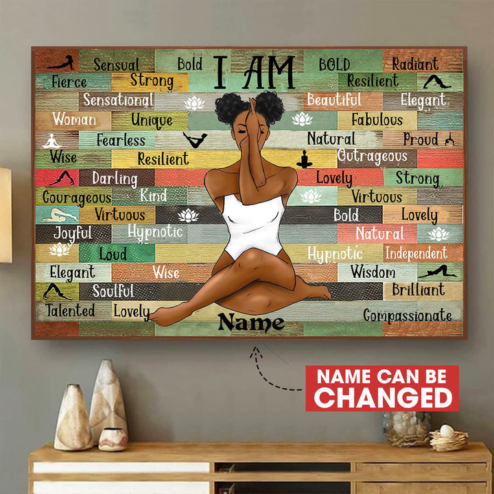 Black Woman Yoga Personalized Customized Painting Art Gift Idea Framed Prints, Canvas Paintings Wrapped Canvas 8x10