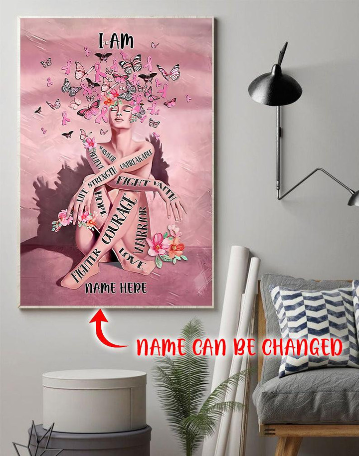 Breast Cancer Decor Personalized Gift Idea Birthday Framed Prints, Canvas Paintings Wrapped Canvas 8x10