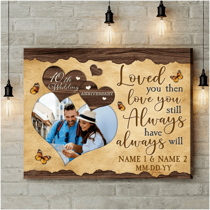 Customized Name And Photo 10th Wedding Anniversary Gifts Gift - Personalized Canvas Print Wall Art Farmhouse Decor