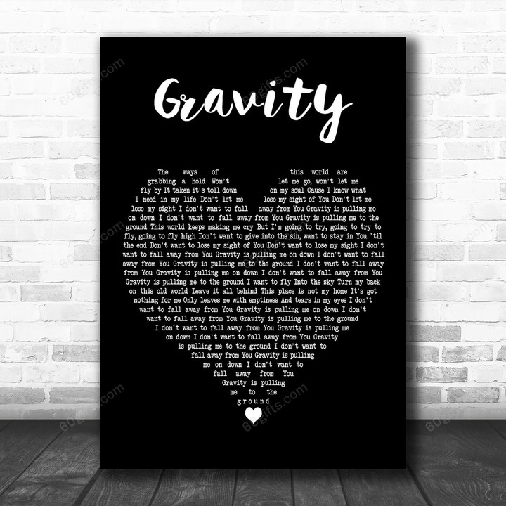 Shawn McDonald Gravity Black Heart Decorative Art Gift Song Lyric Print - Canvas Print Wall Art Home Decor