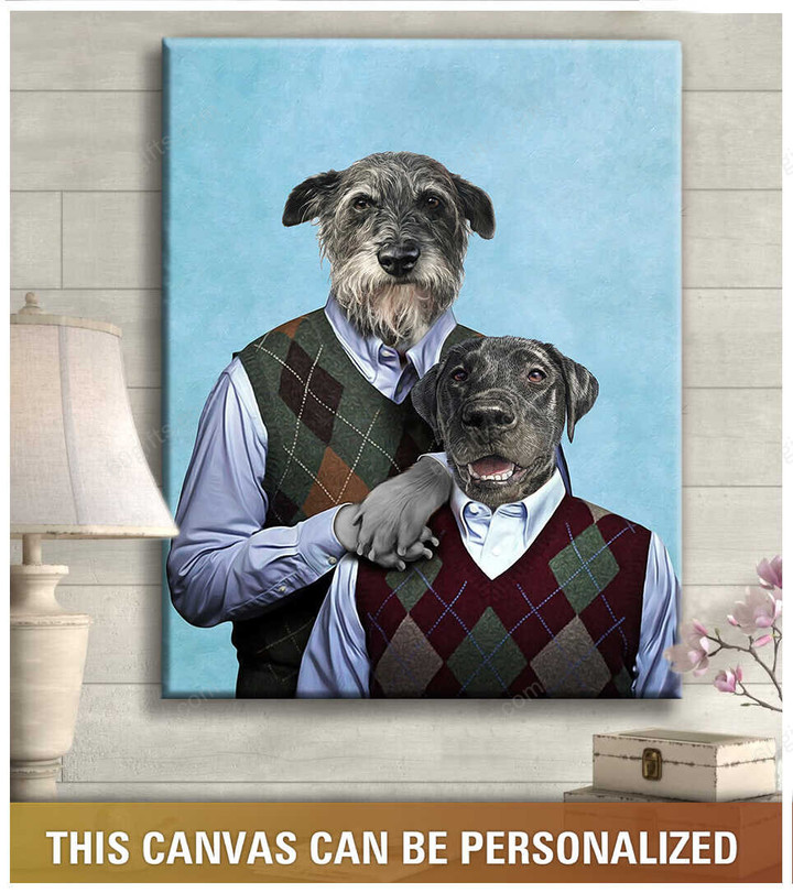 Personalized Portraits Photo Step Doggo and Human Housewarming Gifts - Pet Lovers Customized Canvas Print Wall Art