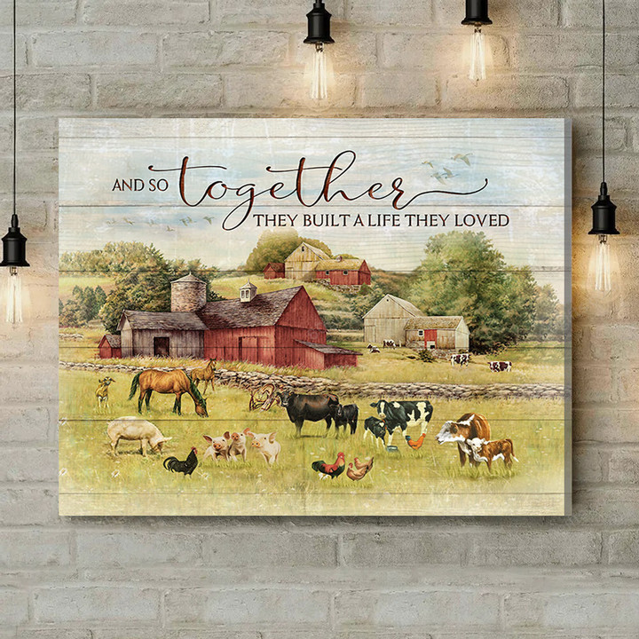 Inspirational & Motivational Wall Art Housewarming Gift And So Together - Farm Canvas Print Farmhouse Decor