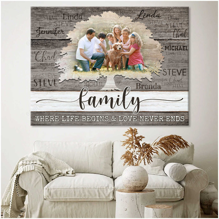 Personalized Photo Valentine's Day Gifts Family Tree Anniversary Wedding Present - Customized Canvas Print Wall Art Home Decor