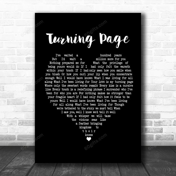 Sleeping At Last Turning Page Black Heart Song Lyric Art Print - Canvas Print Wall Art Home Decor
