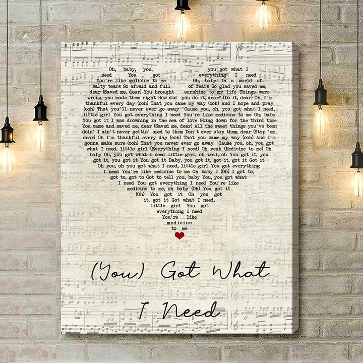 Freddie Scott (You) Got What I Need Script Heart Song Lyric Art Print - Canvas Print Wall Art Home Decor