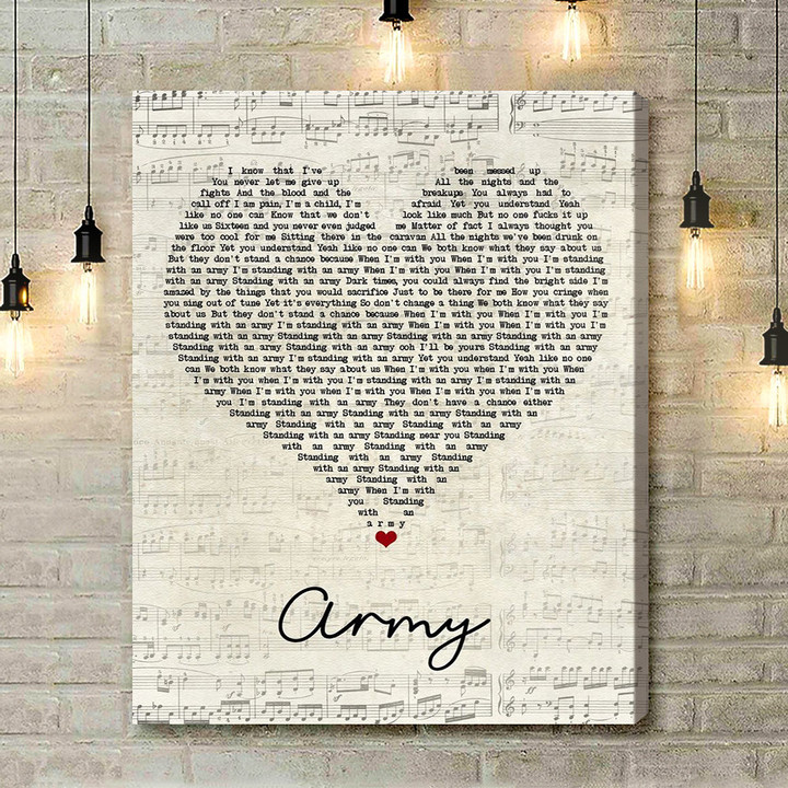 Ellie Goulding Army Script Heart Song Lyric Music Art Print - Canvas Print Wall Art Home Decor