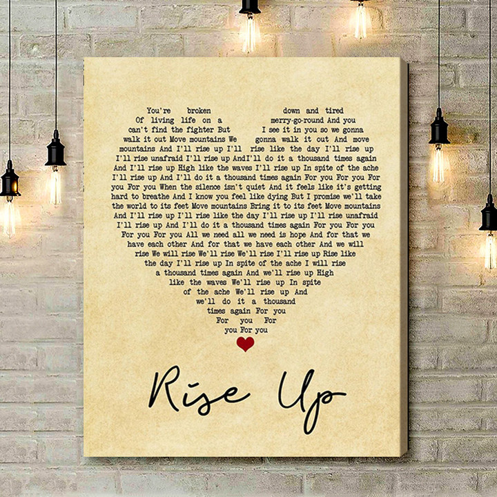 Andra Day Rise Up Vintage Heart Song Lyric Music Art Print - Canvas Print Wall Art Home Decor