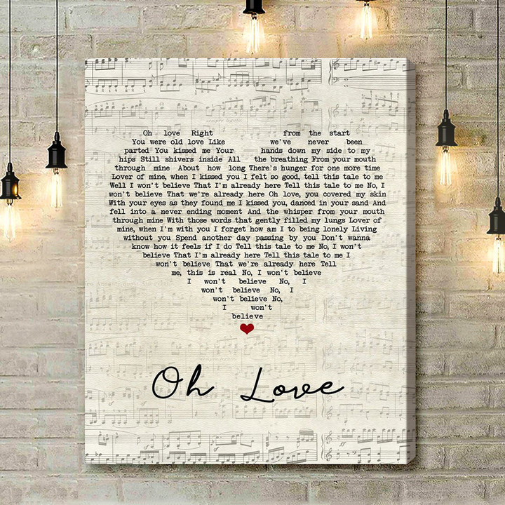 Ane Brun Oh Love Script Heart Song Lyric Art Print - Canvas Print Wall Art Home Decor