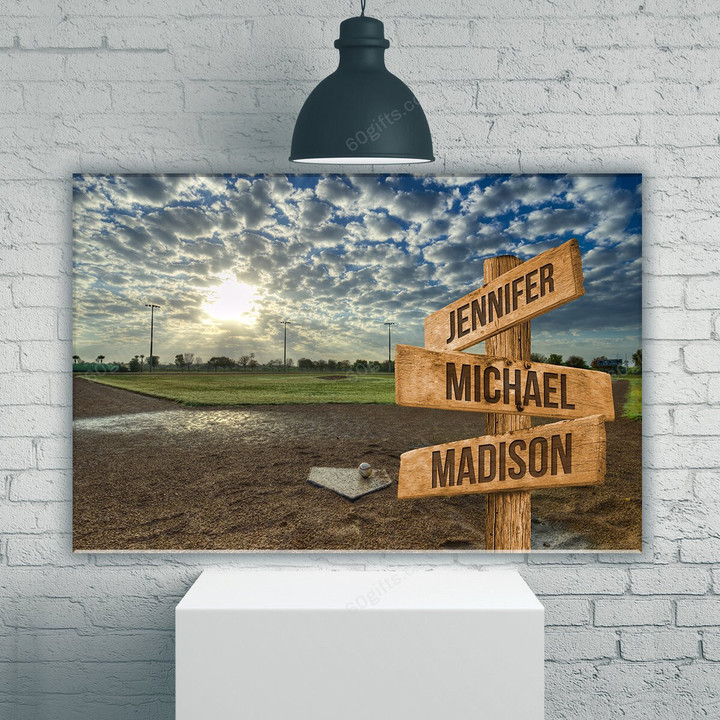 Personalized Valentine's Day Gifts Baseball Field Anniversary Wedding Present - Customized Multi Names Canvas Print Wall Art Home Decor
