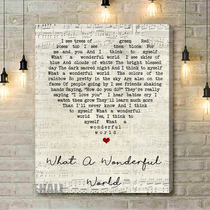 What A Wonderful World Louis Armstrong Script Heart Song Lyric Art Print - Canvas Print Wall Art Home Decor