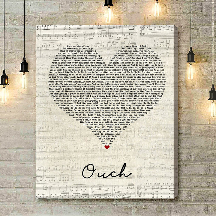 N-Dubz Ouch Script Heart Song Lyric Art Print - Canvas Print Wall Art Home Decor