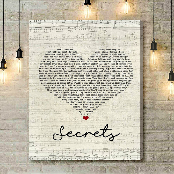 OneRepublic Secrets Script Heart Song Lyric Art Print - Canvas Print Wall Art Home Decor
