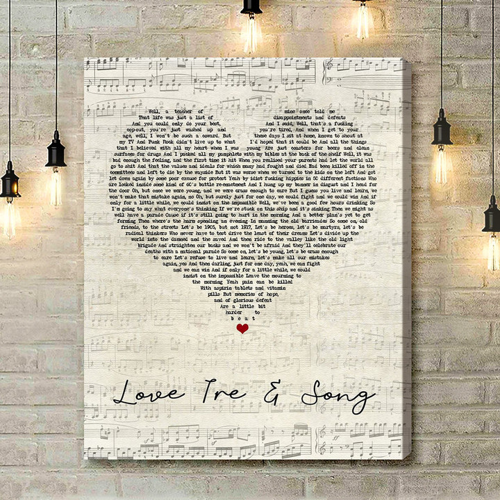 Frank Turner Love Ire & Song Script Heart Song Lyric Art Print - Canvas Print Wall Art Home Decor