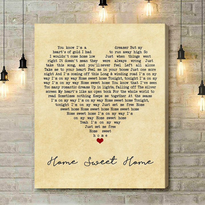 Motley Crue Home Sweet Home Vintage Heart Song Lyric Music Art Print - Canvas Print Wall Art Home Decor