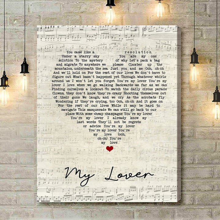 Birdtalker My Lover Script Heart Song Lyric Art Print - Canvas Print Wall Art Home Decor