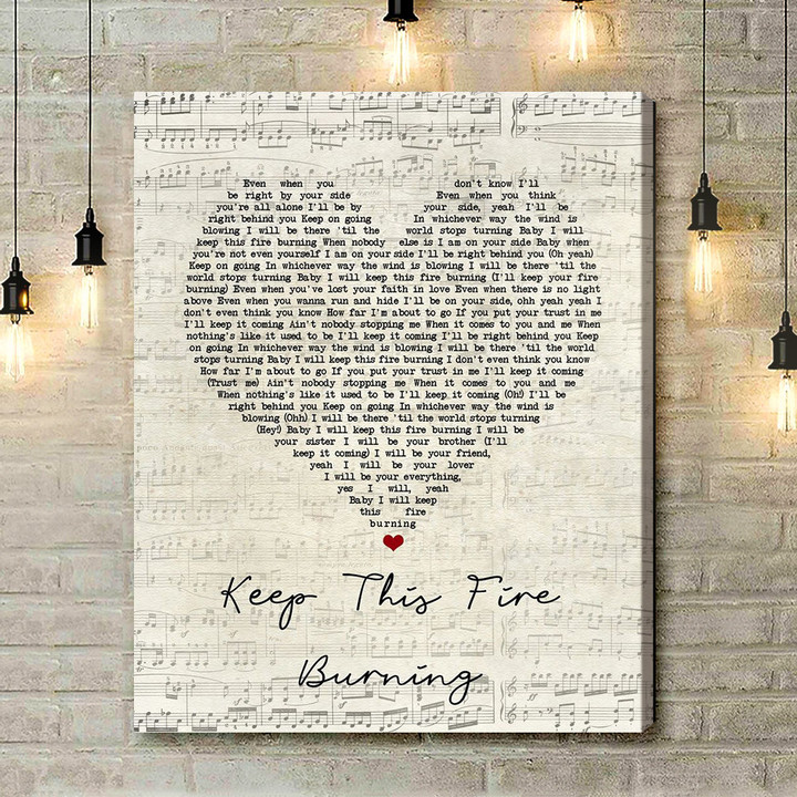 Beverley Knight Keep This Fire Burning Script Heart Song Lyric Art Print - Canvas Print Wall Art Home Decor