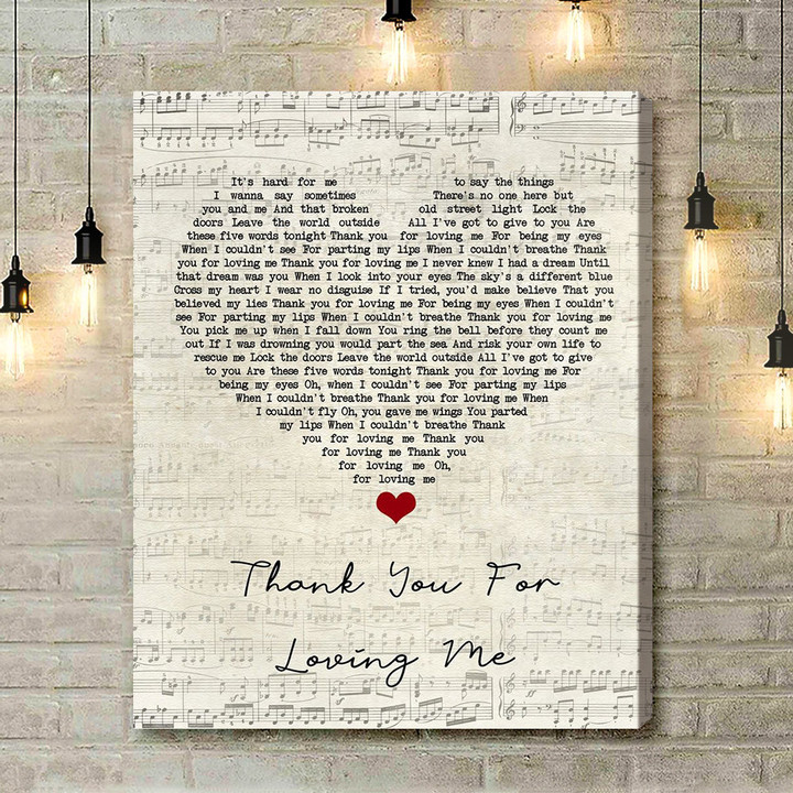 Bon Jovi Thank You For Loving Me Script Heart Song Lyric Art Print - Canvas Print Wall Art Home Decor