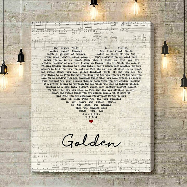 Lady Antebellum Golden Script Heart Song Lyric Art Print - Canvas Print Wall Art Home Decor