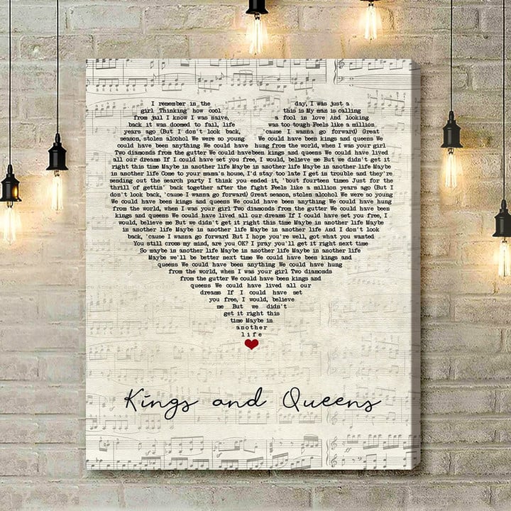 Paloma Faith Kings And Queens Script Heart Song Lyric Art Print - Canvas Print Wall Art Home Decor