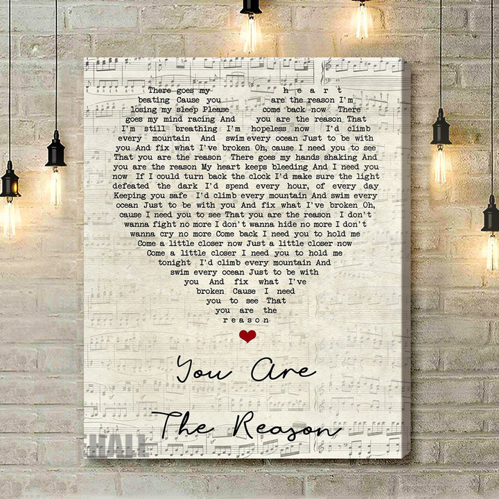 Calum Scott You Are The Reason Script Heart Song Lyric Art Print - Canvas Print Wall Art Home Decor