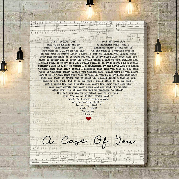 Joni Mitchell A Case Of You Script Heart Song Lyric Art Print - Canvas Print Wall Art Home Decor