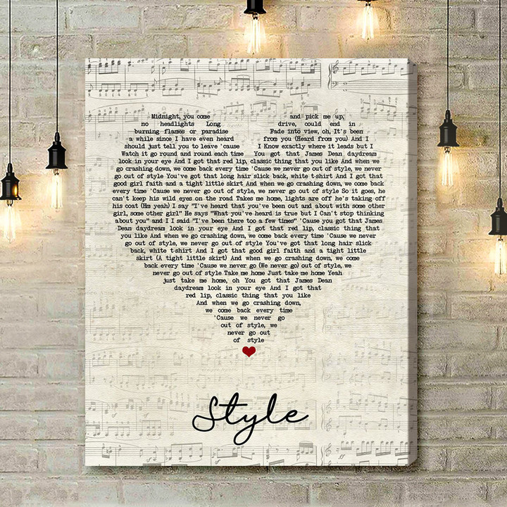 Taylor Swift Style Script Heart Song Lyric Art Print - Canvas Print Wall Art Home Decor