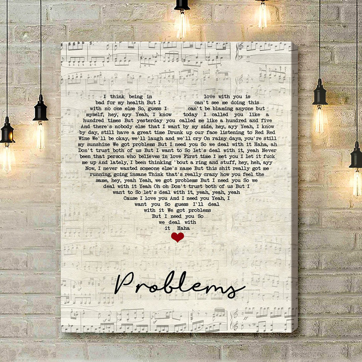 Anne-Marie Problems Script Heart Song Lyric Art Print - Canvas Print Wall Art Home Decor