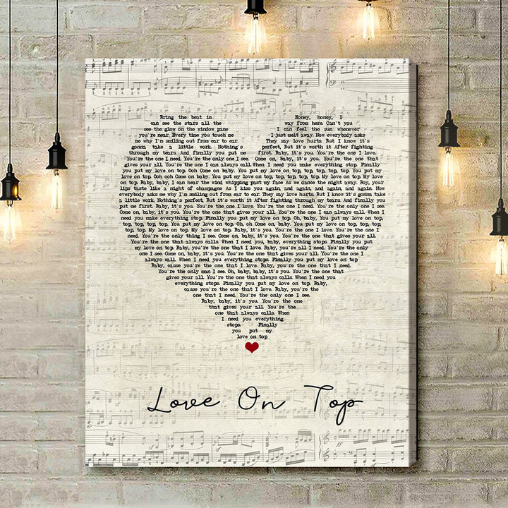 Beyonce Love On Top Script Heart Song Lyric Quote Music Art Print - Canvas Print Wall Art Home Decor