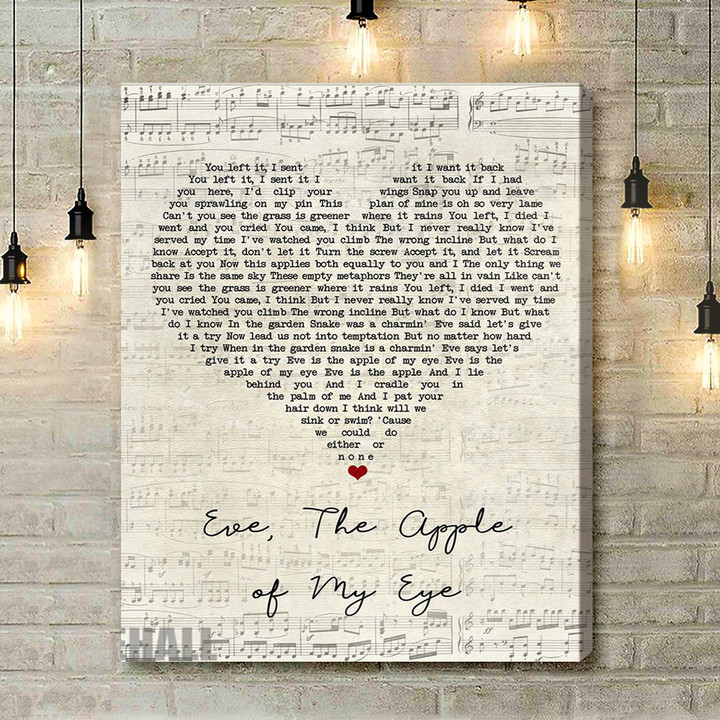 Bell X1 Eve, The Apple Of My Eye Script Heart Song Lyric Art Print - Canvas Print Wall Art Home Decor