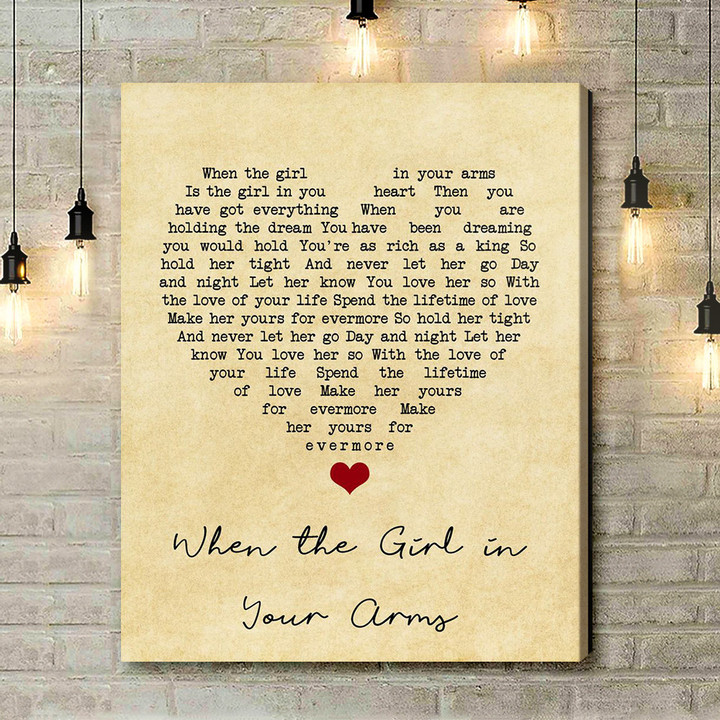 Cliff Richard When The Girl In Your Arms Vintage Heart Song Lyric Art Print - Canvas Print Wall Art Home Decor