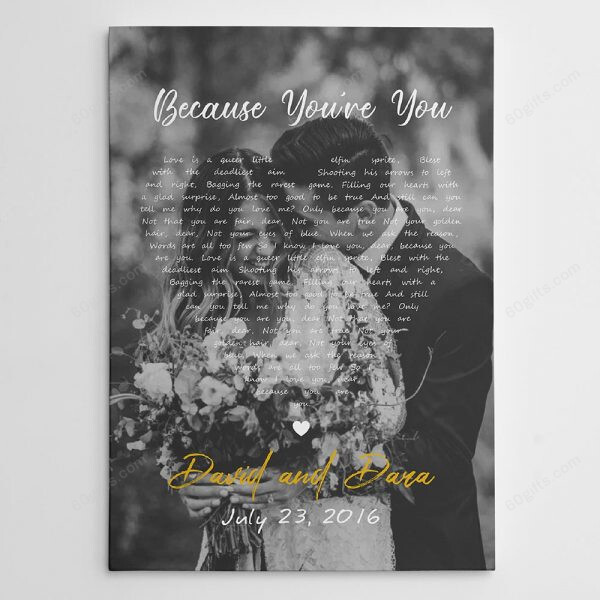 Personalized Photo Valentine's Day Gifts Black and White Song Lyrics Anniversary Wedding Present - Customized Canvas Print Wall Art Home Decor