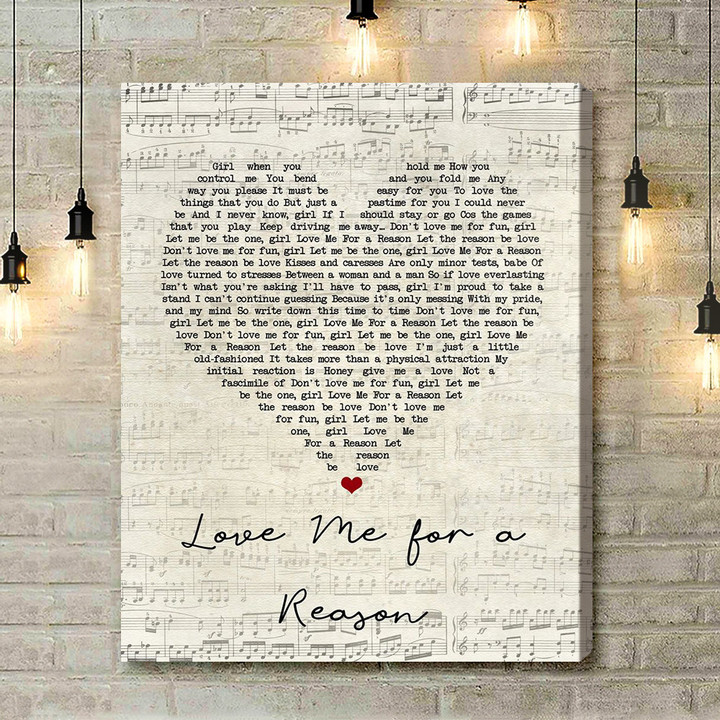 The Osmonds Love Me For A Reason Script Heart Song Lyric Art Print - Canvas Print Wall Art Home Decor