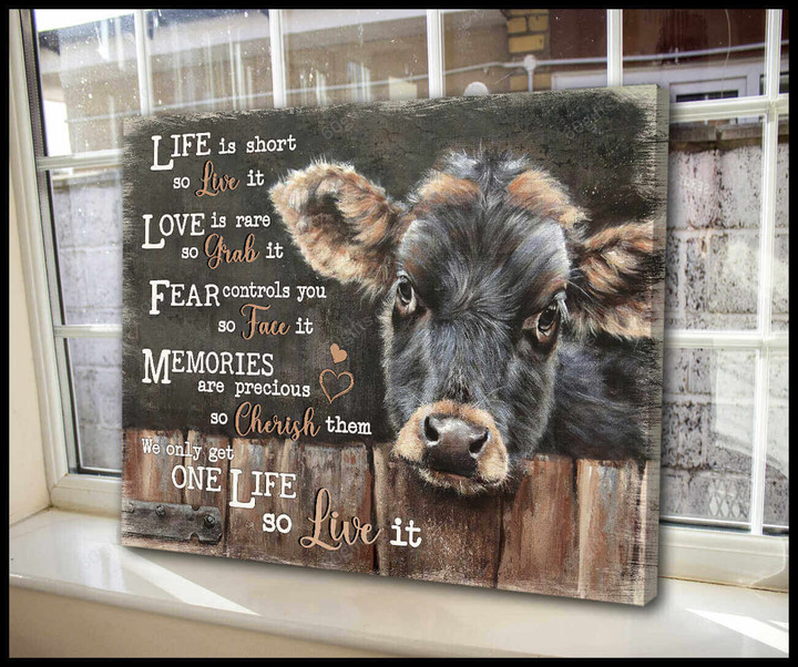 Housewarming Gifts Farmhouse Decor Live It - Cow Canvas Print Wall Art Home Decor