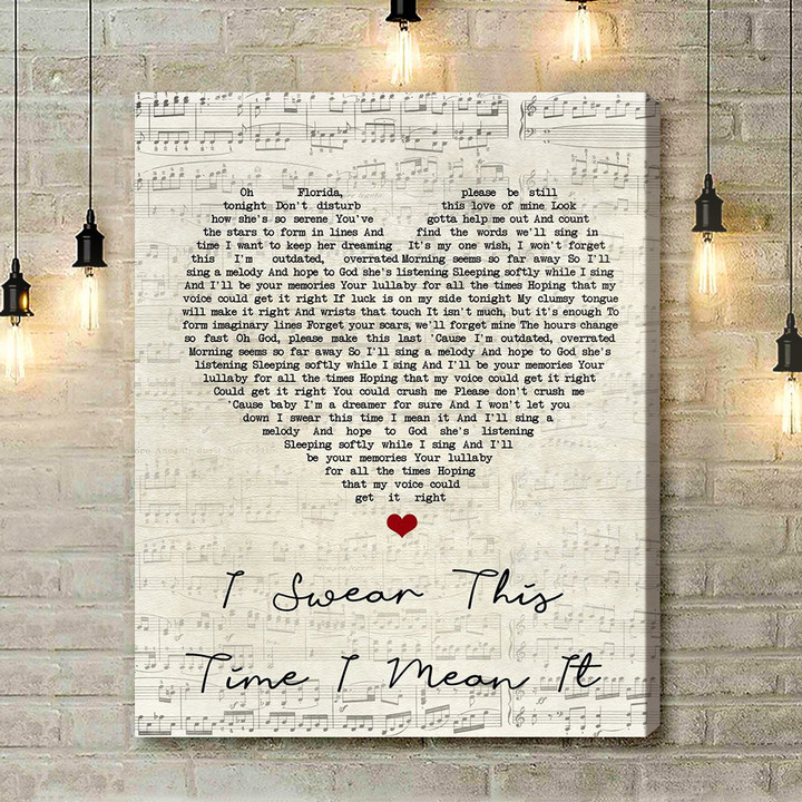 Mayday Parade I Swear This Time I Mean It Script Heart Song Lyric Art Print - Canvas Print Wall Art Home Decor