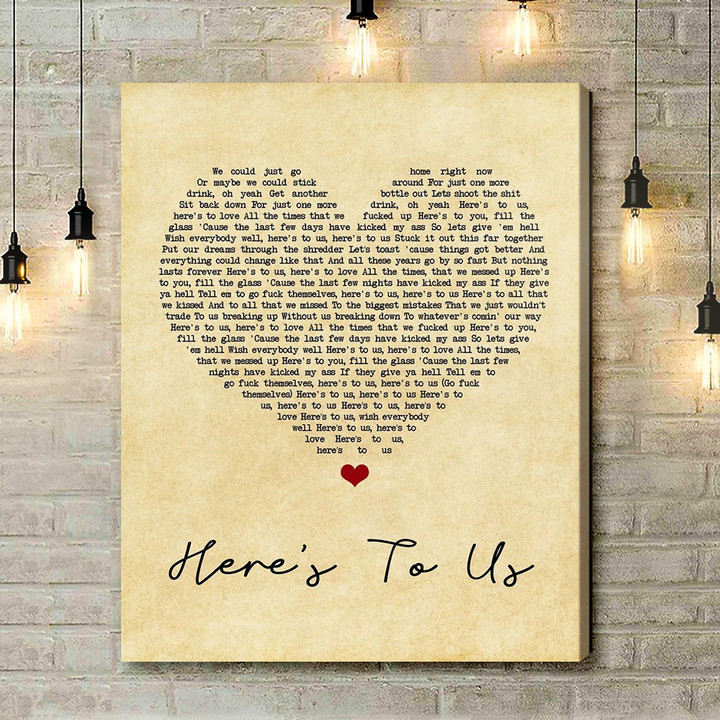 Halestorm Here's To Us Vintage Heart Song Lyric Art Print - Canvas Print Wall Art Home Decor