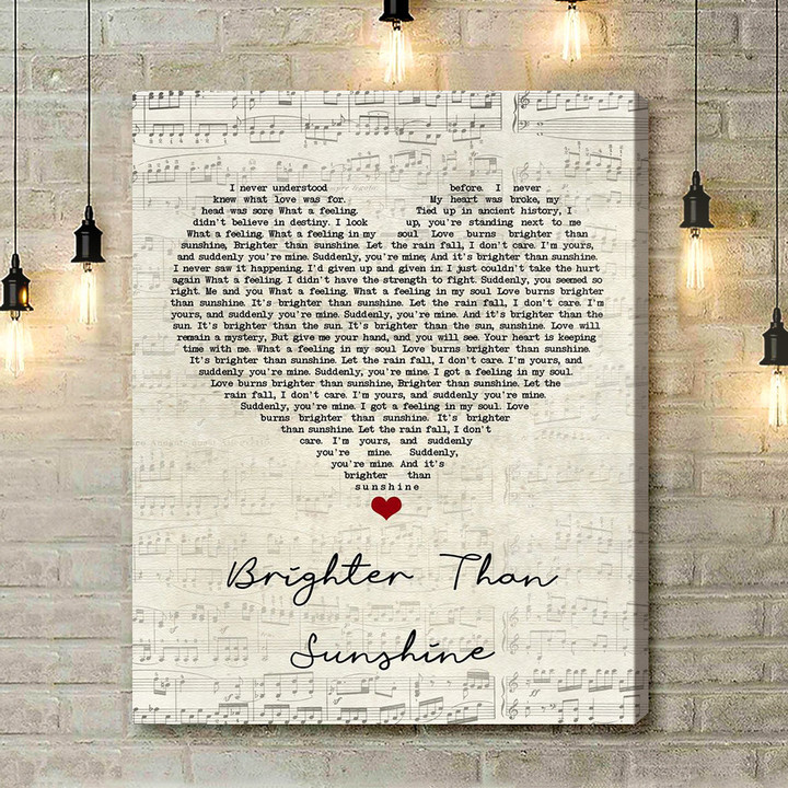 Aqualung Brighter Than Sunshine Script Heart Song Lyric Art Print - Canvas Print Wall Art Home Decor