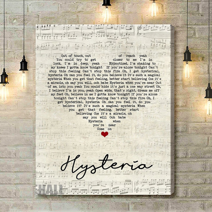 Def Leppard Hysteria Script Heart Song Lyric Art Print - Canvas Print Wall Art Home Decor