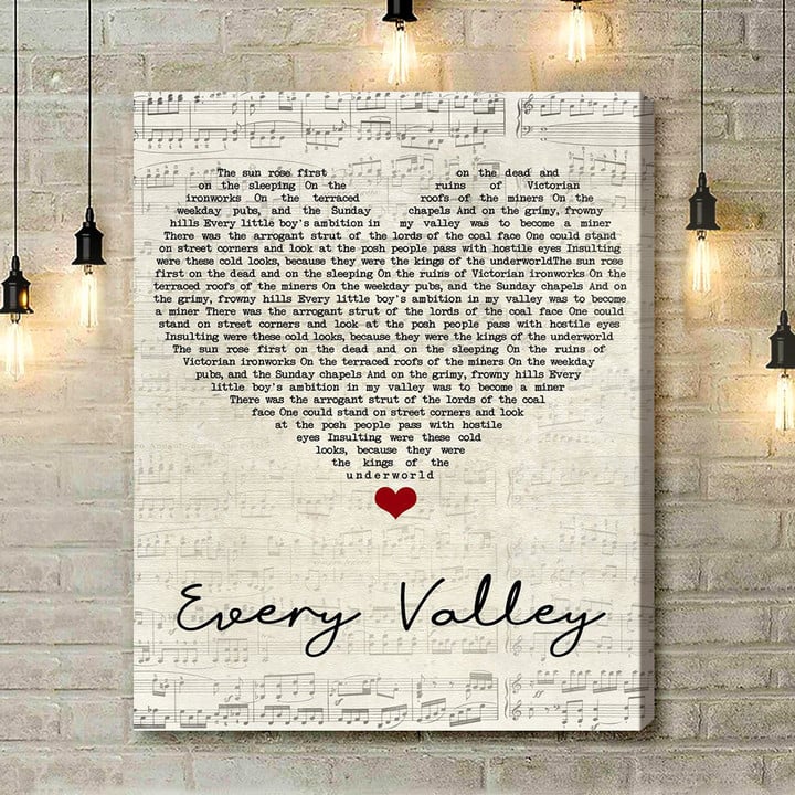 Public Service Broadcasting Every Valley Script Heart Song Lyric Art Print - Canvas Print Wall Art Home Decor