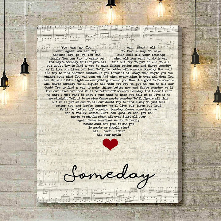 Rob Thomas Someday Script Heart Song Lyric Quote Music Art Print - Canvas Print Wall Art Home Decor