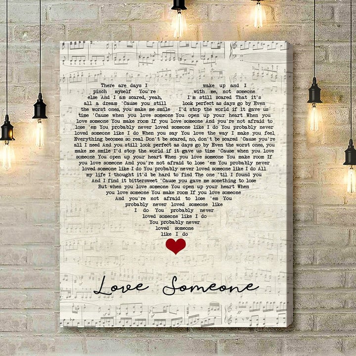 Lukas Graham Love Someone Script Heart Song Lyric Quote Music Art Print - Canvas Print Wall Art Home Decor