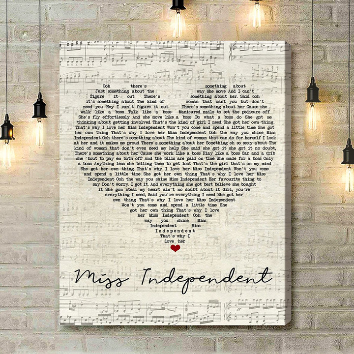 Ne-Yo Miss Independent Script Heart Song Lyric Music Art Print - Canvas Print Wall Art Home Decor
